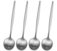 Cucharas de té de 5.1 pulgadas, cucharas de café con acabado satinado SS18/10, cuchara pequeña demitasse para espresso, mini cuchara agitadora para postre, juego de 4 cucharaditas redondas sólidas