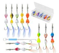 Cucharas de Trucha Set, Suuwwn 10 Piezas Cucharillas Pesca para Trucha Lucio Perca Kits Cucharillas de Pesca UV Activos y Autoluminiscentes de 3g