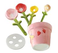 Cucharas Medidoras con Flores - Juego de Utensilios Decorativos Florales Cerámicos Originales | Utensilios De Repostería | para Hornear, Cocinar, Café, Y Mesa En Cocina, Hogar E Interior