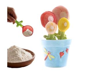 Cucharas medidoras de flores, 5 piezas de utensilios de cocina de cerámica, divertidas cucharas medidoras para condimentar harina seca ingredientes húmedos, cocinar, preparar comidas, cocina, comedor