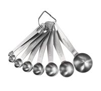 Cucharas medidoras de metal acero inoxidable, juego 8 piezas: 1/8 cucharadita, 1/4, 1/3, 1/2, 3/4, 1, cucharada y