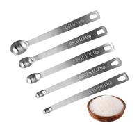 Cucharas Medidoras De Metal: Juego De Tazas Medidoras De Acero Inoxidable De 5 Piezas, Herramientas De Cocina Duraderas A Prueba De Herrumbre, Diseño Compacto De Cuchara Anidada | Juego De Utensilios