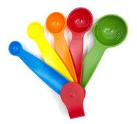 Cucharas medidoras de plástico con anillo en varios colores, juego de 5