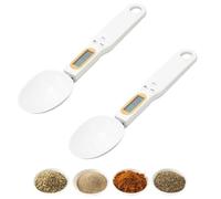 Cucharas medidoras digitales, 2 unidades, alta precisión, 500 g, 0,1 g, recargable, LCD, báscula de alimentos, báscula de cuchara para el hogar