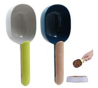 Cucharas Medidoras para Alimentos Mascotas - Cuchara de Comida Perros Mango con Clip Bajo Gatos Rellenar Cocina Bar Buffet Fiestas Harina Trigo Frutos secos Especias 2 PCS (Indigo + Polvo Gris Verde)