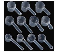 Cucharas Medidoras Plastico,Forreen 11 Piezas Cucharas de Medición Transparente Reutilizable Cuchara Medidora con Escala para Azúcar, Sal, Café, Leche en Polvo,10ml-120ml,5g-60g