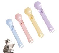 Cucharas para gatos para comida húmeda, 4 comederos de cuchara feliz con peine, cuchara de alimentación para gatos, para gatos exprimible, cuchara exprimible para aperitivos líquidos