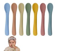Cucharas Silicona Bebe, 7 Piezas, Cucharas de Entrenamiento de Primera Etapa, Utensilios de Alimentación para Bebés, Cucharas De Iniciacion, Suministros Para El Destete, Apto Para Lavavajillas