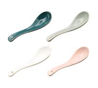 Cucharas Soperas de Cerámica Borde Dorado, 4 Piezas Color Aleatorio