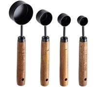 Cucharas y tazas medidoras de alta calidad de acero inoxidable con mango de madera, juego de hornear preciso para harina, azúcar, café, 8 piezas de utensilios de cocina (T)