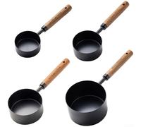 Cucharas y tazas medidoras de alta calidad de acero inoxidable con mango de madera, juego de hornear preciso para harina, azúcar, café, 8 piezas de utensilios de cocina (U)