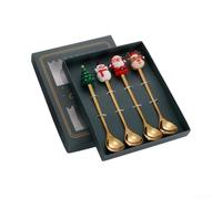 Cucharillas clásicas de Navidad, complemento perfecto para tus comidas y reuniones navideñas (dorado)