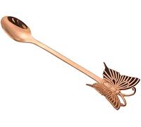 Cucharillas de café Cuchara de corazón Cuchara de mango de mariposa Cuchara de postre colorida de acero inoxidable Cucharas de café con leche, Cuchara de oro rosa diseño profesional