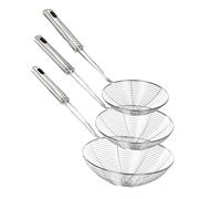 Cucharón colador de araña de acero inoxidable de versión mejorada, juego de 3 tamaños, cuchara coladora de cocina para cocinar y freír, colador de pasta, preparación de alimentos, 32,5 cm, 36 cm, 38