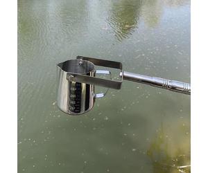 Cucharón de acero inoxidable de 5/10/20/23 pies para inspección de calidad del agua de piscina, capacidad de 500 ml para microbiólogos y pruebas de agua