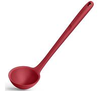 Cucharón de silicona para sopa de 34 cm: U-Taste 315℃ resistente al calor, antiadherente, sin costuras, grande, para cocina, cuchara profunda para servir con mango largo sólido antideslizante (rojo)