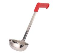 Cucharón de sopa de acero inoxidable, cucharón de cocina con mango curvo anti quemaduras para cocinar en casa, cucharón multifuncional para sopa, dumplings y chile con empuñadura e (120ML)