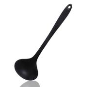 Cucharón de sopa de silicona de 2 piezas, cucharas para servir de 11,2 pulgadas, cucharón de sopa de cocina sin costuras resistente al calor antiadherente, cuchara de cucharón para (Negro)