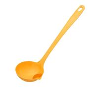 Cucharón de sopa separador de aceite Multifuncional Mango largo Trampa de grasa Cuchara con filtro de aceite Separador de grasa Cuchara espumadera para cocina Amarillo 9,3 x 30,5