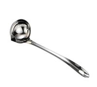Cucharón ergonómico Cucharones para cocinar Separador de grasa Cucharón Filtro de aceite Colador Cuchara para sopa de acero inoxidable 304 Skimmer para grasa para guisos