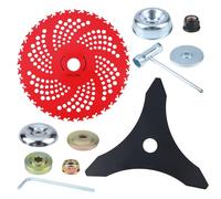 Cuchilla de desbrozadora de metal duro de 9 pulgadas 36T y cuchillo de desbrozadora de alto rendimiento 3T de 10 pulgadas con kit adaptador universal, compatible con herbicidas, cortadoras de césped y