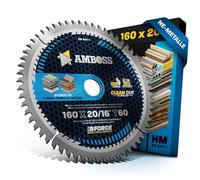 Cuchilla de sierra circular HM 160x20 16 Z60 de dientes trapezoidales planos para aluminio. Cuchilla de sierra 160mm + anillo reductor 16 20mm de AMBOSS WERKZEUGE®. 160x20 160x16 compatible con