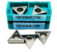 Cuchilla giratoria indexable de metal 10 piezas TCMT16T304 TCMT16T308 MT CT3000 herramienta de torneado CNC cilíndrica carburo cerámico(TCMT16T308 MT CT3000)