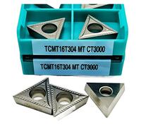 Cuchilla giratoria indexable de metal 10 piezas TCMT16T304 TCMT16T308 MT CT3000 herramienta de torneado CNC cilíndrica carburo cerámico(TCMT16T304 MT CT3000)