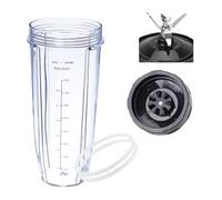 Cuchilla Macho De Repuesto De 7 Aletas Y Vaso De Licuadora De 32oz, Compatible Con Nutri Ninja, Licuadora [hoja Macho De 7 Aletas De 4 Pulgadas], Accesorios De Cocina