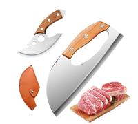 Cuchilla pesada para carne - Herramientas de corte pesadas ergonómicas | 2 cuchillos de carnicero para carne | para deshuesar picar rebanar tallar casa camping cocina barbacoa parrilla