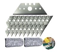 Cuchilla Trapezoidal de Repuesto para Cúters - 20 Hojas de Cuchilla de Recambio Universal 52 x 19 x 0,6 mm, con Caja de Almacenamiento y 2 Dedales Anticorte, Hojas de Cuchillo Trapezoidal para Cúters