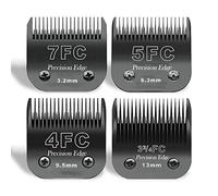 Cuchillas de Acero Inoxidable 7FC/5FC/4FC/3FC para cortapelos para Perros,compatibles con la Serie Moser 45-50/Heiniger/Andis/Oster A5/Wahl KM10,Paquete de 4,Color Negro