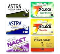 Cuchillas de afeitar Astra, Gillette 7 o' Clock, Permasharp, Gillette Nacet, 30 cuchillas