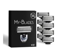 Cuchillas de afeitar compatibles con Gillette Mach3, My-Blades® 8 recambios con cuchilla de 3 hojas, chapadas en platino, sin apenas plástico y ecológicas