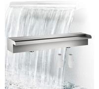 Cuchillas De Cascada Piscina Acero Inoxidable,Fuente Exterior Ancha,Tubo De Rebosadero para Cascada con Accesorios,Adecuada para Paredes,Bordes De Piscinas y Piscinas,60 x 11.5 x 8 Cm (Sin Luz)