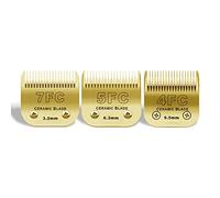 Cuchillas de cerámica 7FC/5FC/4FC para cortapelos de Perros,compatibles con Las Series Moser 45-50/Heiniger/Andis/Oster A5/Wahl KM10,Paquete de 3 Doradas