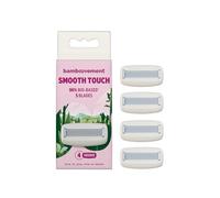 Cuchillas de repuesto Bamboovement Smooth Touch - Pack de 4 maquinillas de afeitar corporales para mujer | Sistema de 5 cuchillas de acero sueco | 96% cartuchos de base biológica | Sin tiras de gel