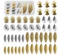 Cuchillas giratorias para hacer señuelos, 50 piezas de cuchillas de sauce Colorado de fácil giro, kit de plataformas de cuchara dorada y plateada, hoja de cebo giratorio, accesorios de señuelo de