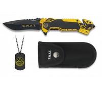 Cuchilleria Deportiva ALBAINOX - 19433 Navaja Modelo SWAT. Mango de Aluminio. Hoja 8.1 cm. Funda de Nylon. Incluye Chapa. Herramienta para Caza, Pesca, Camping, Outdoor, Supervivencia y Bushcraft