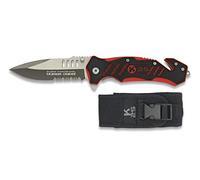 Cuchilleria Deportiva K25-19583 - Navaja K25. Mango G10 Bicolor. Hoja 8,8 cm. Punta rompevidrio, Cutter. Funda Nylon - Herramienta para Caza, Pesca, Camping, Outdoor, Supervivencia y Bushcraft