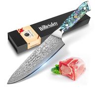 cuchillo Cocinero Damasco 20CM - Chef Súper Afilado - VG10 Sushi Profesional de Acero Damasco 67 Capas