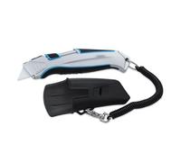 Cuchillo - cuchillo cúter cerámico de seguridad auto-retráctil, cuerpo de aluminio, sistema de bloqueo y funda para cinturón.