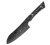 Cuchillo de acero de Damasco en blanco, cuchillo de chef de espiga completa, cuchillo for frutas, cuchillo for rebanar (1-8 piezas), hoja negra for bricolaje, hecho a mano, afilado y duradero.(Yellow)