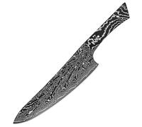 Cuchillo de acero de Damasco en blanco, cuchillo de chef de espiga completa, cuchillo for frutas, cuchillo for rebanar (1-8 piezas), hoja negra for bricolaje, hecho a mano, afilado y duradero.(Red)