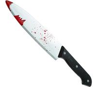 Cuchillo de Broma Realista para Adultos y Niños - Cuchillo de Halloween de Juguete con Sangre Falsa para Disfraces de Indio, Carnicero, Zombi - Daga de Plástico Ensangrentada de 30 cm