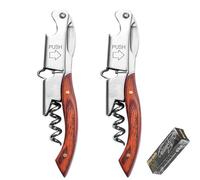 Cuchillo de Camarero, Abridor de 3 in 1 Para Vino y Cerveza, Mango de Caoba, Adecuado para Barman y Camareros (Square wood)