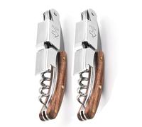 Cuchillo de Camarero, Abridor de 3 in 1 Para Vino y Cerveza, Mango de Caoba, Adecuado para Barman y Camareros (Round wood)