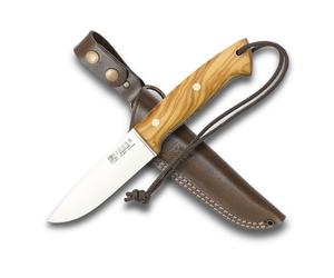 Cuchillo de caza bushcraft ranger joker co144, mango madera de olivo,