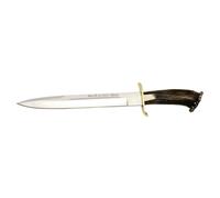 Muela Cuchillo de Caza Alcaraz ALCARAZ-26S, Peso 400 Gramos, puño de asta de Ciervo y latón, Hoja MOVA de 26 cm + Tarjeta Multiusos de Regalo