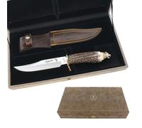 Cuchillo de caza muela big five leopard, hoja de 16 cm de acero x50crm
